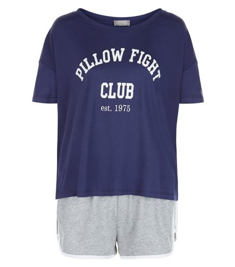 Navy Pillow Fight Print Pyjama Set | New Look