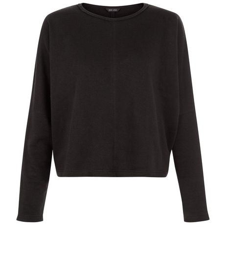 Black Batwing Long Sleeve Crop Sweater | New Look