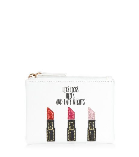 Cream Lipstick Slogan Zip Top Coin Purse | New Look