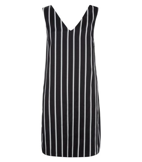 Black Stripe V Neck Tunic Dress | New Look