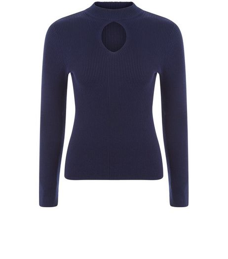 Petite Navy Keyhole Jumper | New Look