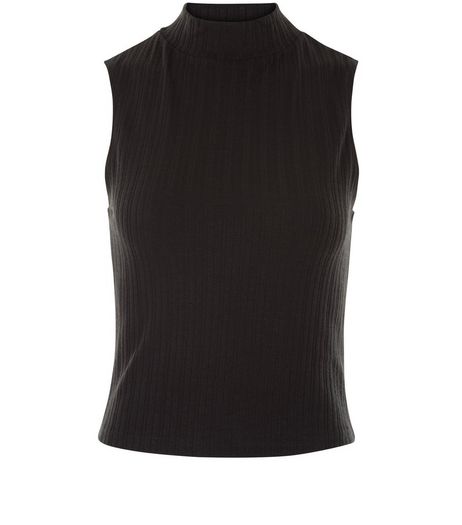 Petite Black Ribbed Turtle Neck Top | New Look