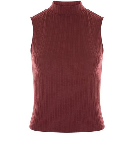 Petite Burgundy Ribbed Turtle Neck Top | New Look