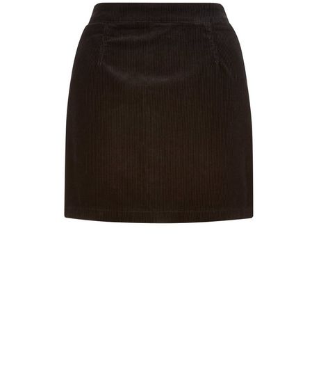 Petite Black Cord A-Line Skirt | New Look