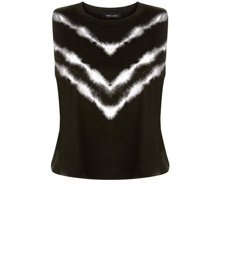 Black Chevron Tie Dye Crop Top | New Look