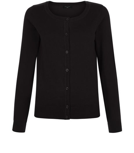 Tall Black Button Front Cardigan | New Look