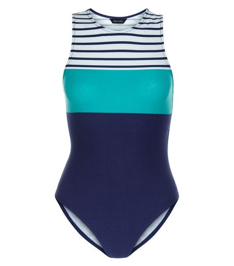 Blue Stripe Colour Block Bodysuit | New Look