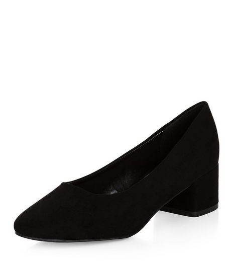 Black Suedette Mid Block Heels | New Look