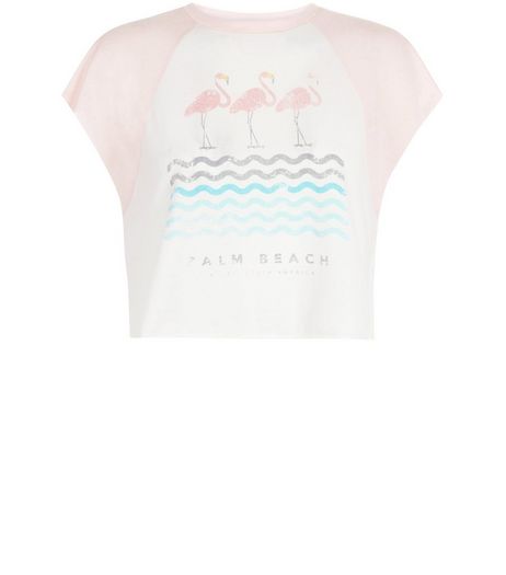 White Flamingo Raglan Crop Top | New Look