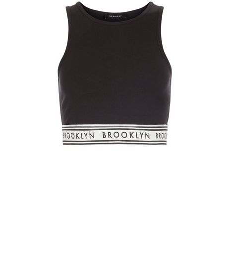 Black Brooklyn Tape Trim Crop Top | New Look