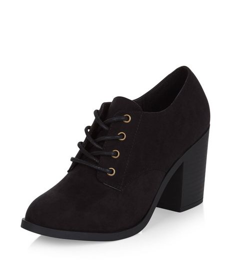 Black Suedette Lace Up Shoe Boots | New Look