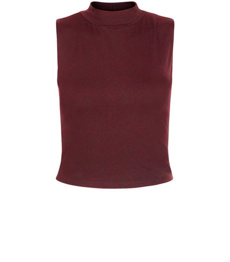 Teens Burgundy Turtle Neck Sleeveless Top | New Look