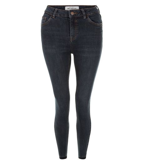 Dark Blue Drop Hem Skinny Jeans | New Look