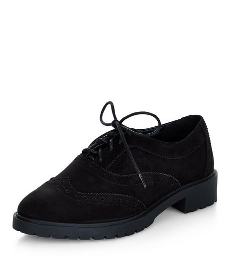 Teens Black Suedette Chunky Brogues | New Look