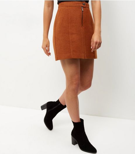 Rust Zip Front Mini Skirt | New Look