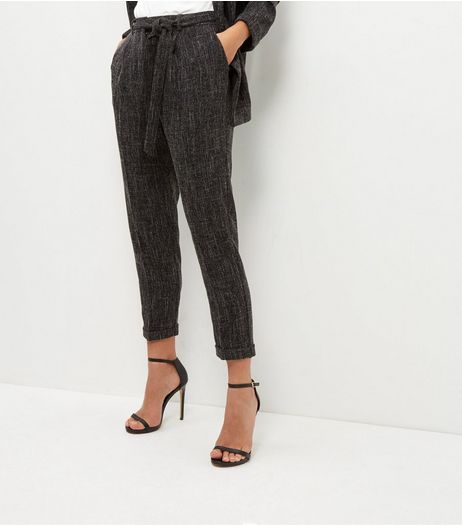 Dark Grey Belted Trousers | New Look