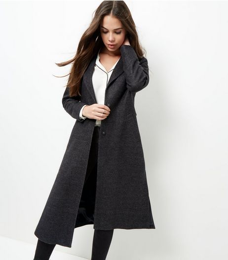 Black Bar Back Split Side Maxi Coat | New Look