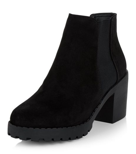 Black Suedette Chunky Chelsea Boots | New Look