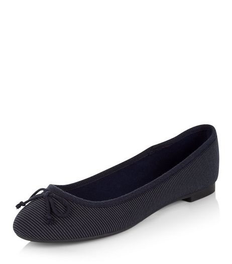 Navy Stripe Ballet Pumps | New Look