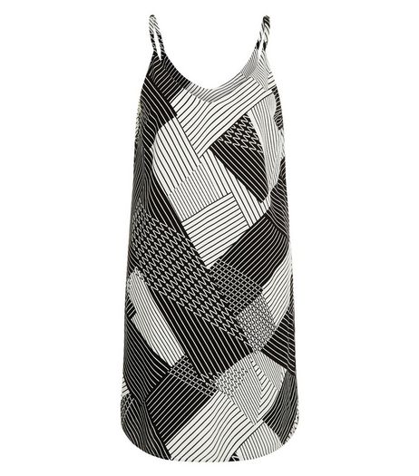Petite Black Abstract Stripe Slip Dress | New Look