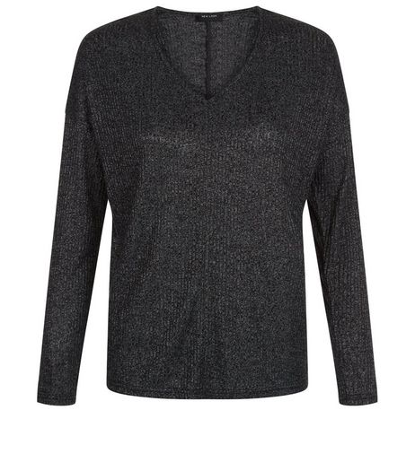 Teens Dark Grey Ribbed Long Sleeve Top | New Look