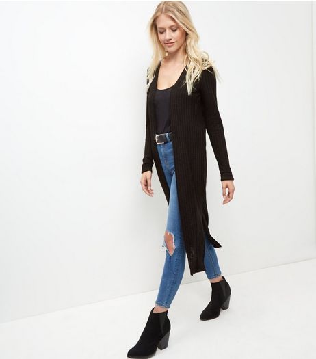Black Fine Knit Longline Cardigan | New Look