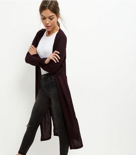 Dark Purple Longline Cardigan | New Look