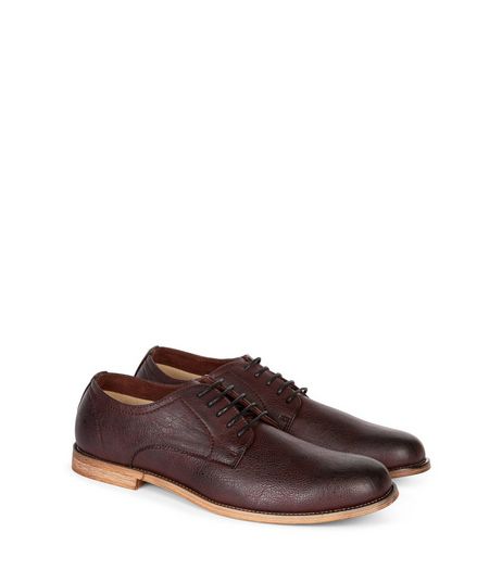 Burgundy Leather-Look Lace Up Brogues | New Look