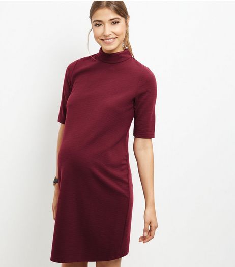 Maternity Burgundy Textured Tunic Dress | New Look