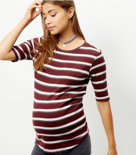 Maternity Red Stripe 1/2 Sleeve Top | New Look