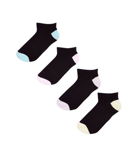 4 Pack Black Contrast Trim Trainer Socks | New Look