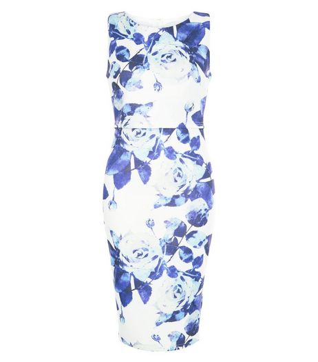 AX Paris Cream Floral Print Layered Midi Dress | New Look