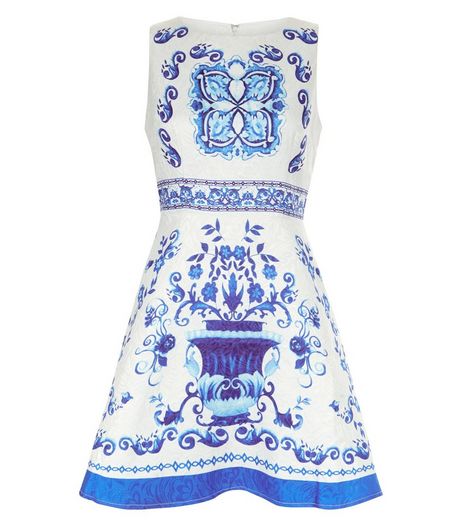 AX Paris Cream Baroque Print Skater Dress | New Look