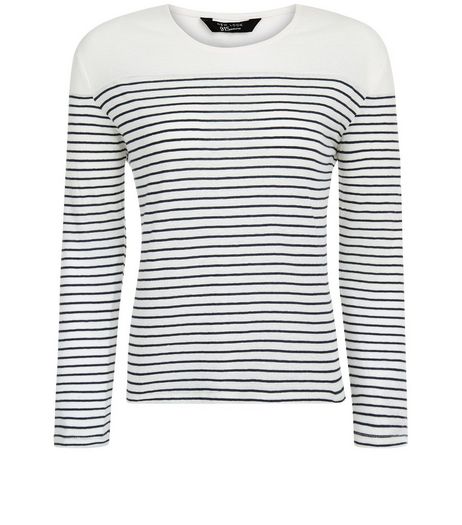 Teens White Stripe 1/2 Sleeve Top | New Look