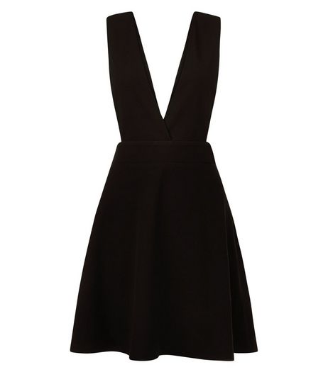 Black Pleated Pinafore Dress | New Look