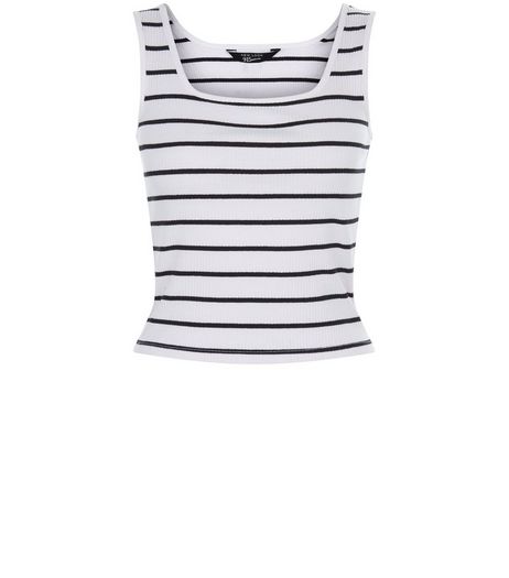 Teens White Stripe Ribbed Vest | New Look