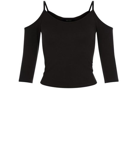 Teens Black Cold Shoulder 3/4 Top | New Look