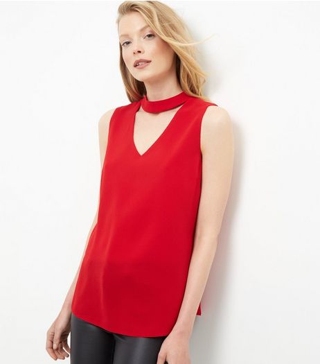 Red Cut Out Shell Top | New Look