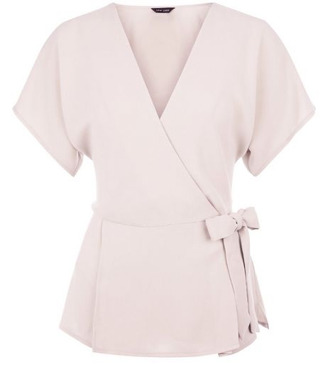 Mid Pink Wrap Tie Side Top | New Look