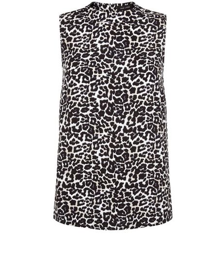 Black Animal Print Cut Out Back Funnel Neck Top | New Look