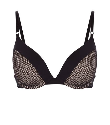 Black Geo Mesh Push Up Bra | New Look
