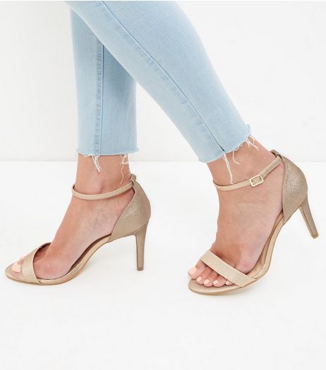 Gold Ankle Strap Peep Toe Court Shoes | New Look