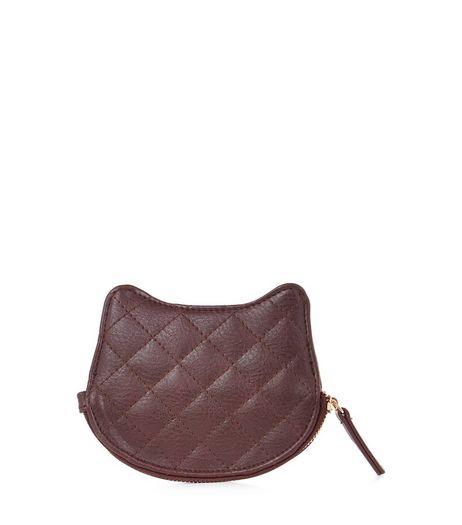 Burgundy Quilted Cat Coin Purse | New Look