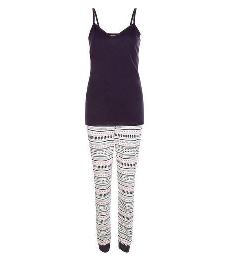Navy Fairisle Print Pyjama Set | New Look