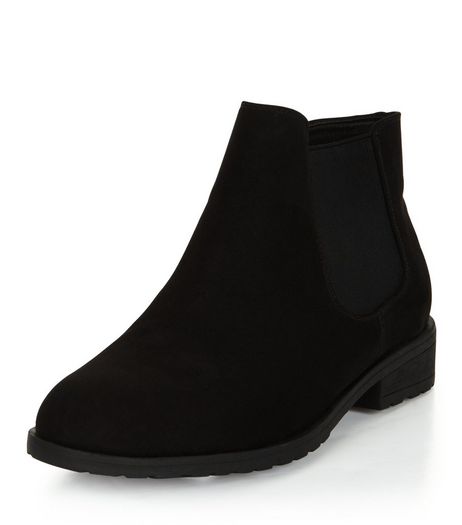 Wide Fit Black Suedette Chelsea Boots | New Look