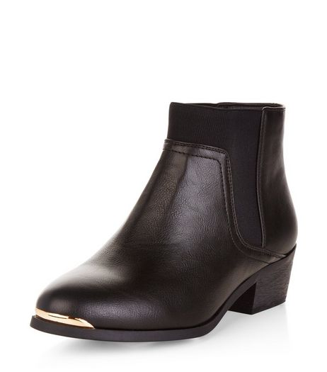Wide Fit Black Metal Trim Chelsea Boots | New Look