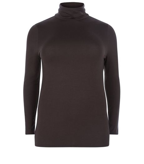 Curves Black Turtle Neck Long Sleeve Top | New Look