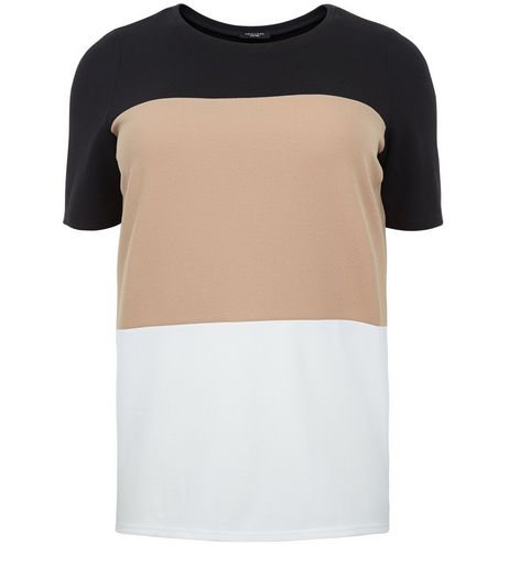 Curves Camel Colour Block T-Shirt | New Look