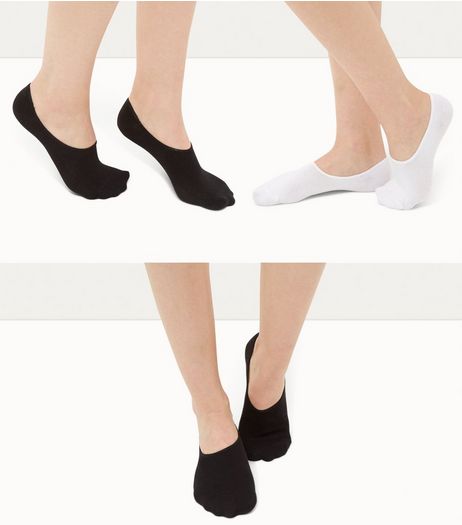 3 Pack Black and White Ballerina Socks | New Look
