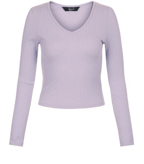 Teens Lilac Ribbed Long Sleeve Top | New Look